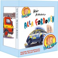 Halvan Här kommer alla fordonen: bok och kubpussel