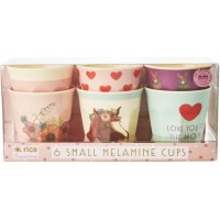 Rice Mugg Melamin 6-pack Small (Bondgårdsdjur Rosa)